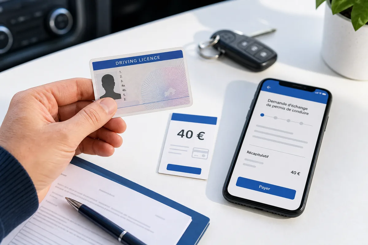 Échange de permis étranger payant avec demande en ligne et montant de 40 euros