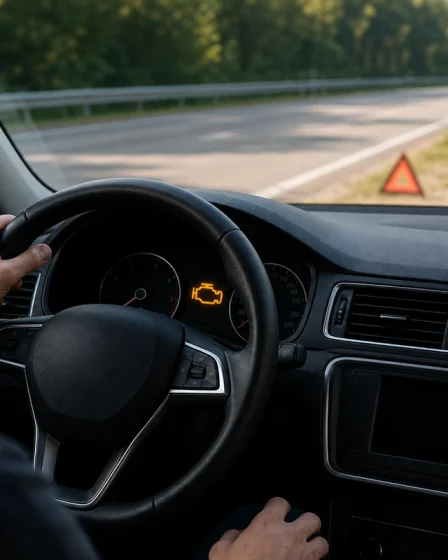 Conducteur arrete prudemment apres allumage du voyant moteur